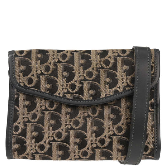 Christian Dior Black Canvas Trotter Shoulder Bag