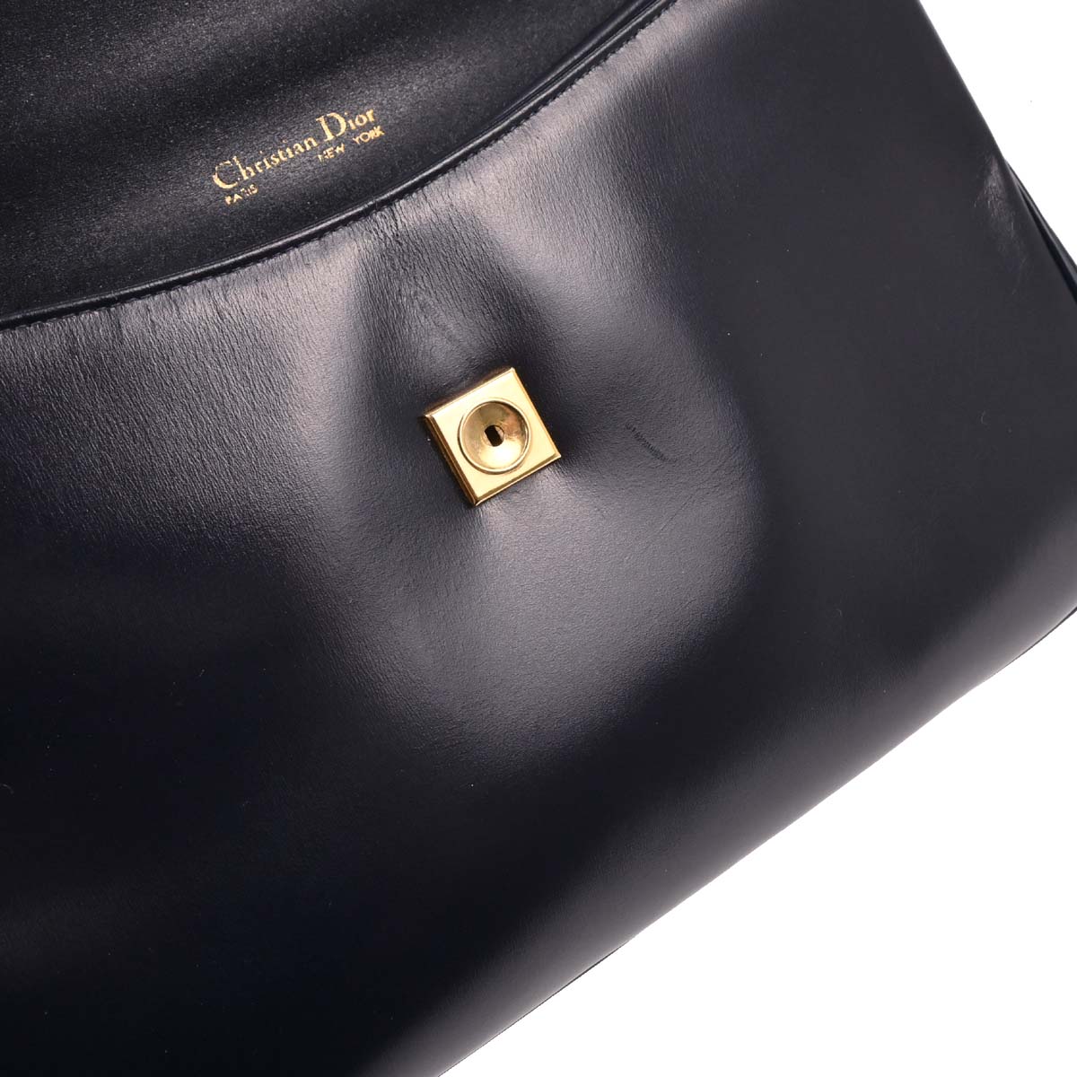 Christian Dior Navy Leather Canvas Trotter 2way Shoulder Handbag
