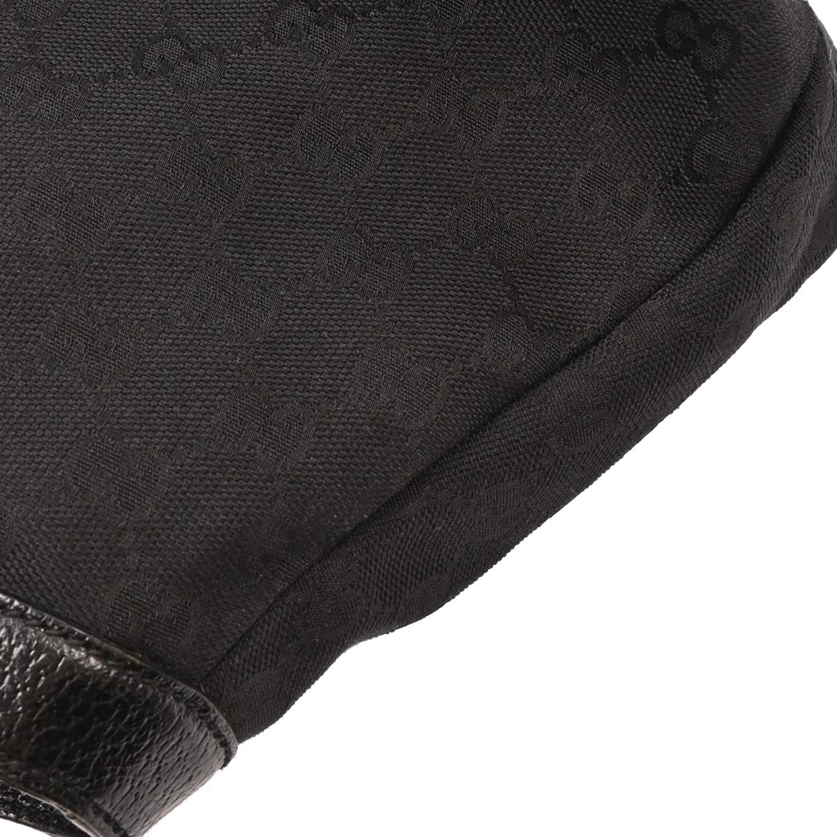 Gucci Black Canvas Bamboo 2way Shoulder Handbag