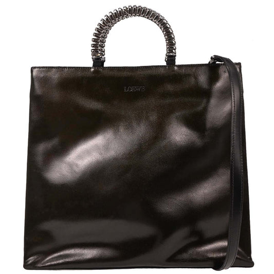 Loewe Black Leather Tote 2way Shoulder Handbag