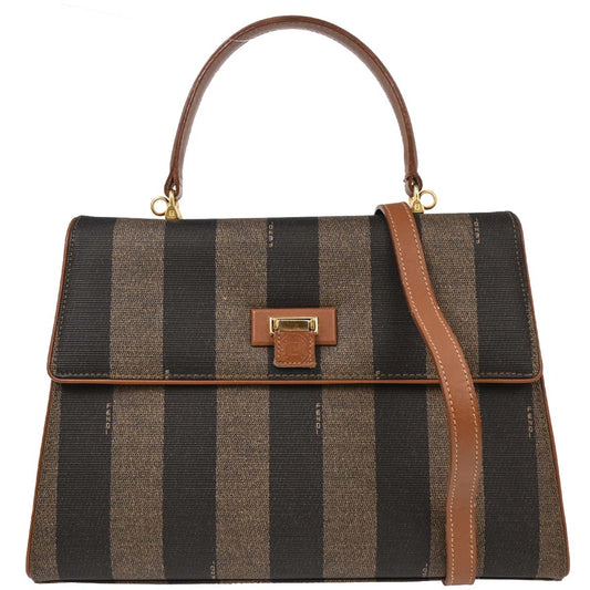 Fendi Black PVC Pequin 2way Shoulder Handbag