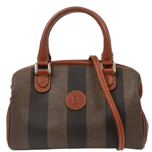 Fendi Black PVC Pequin 2way Shoulder Handbag