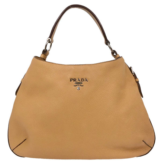 Prada Beige Leather Hobo Handbag