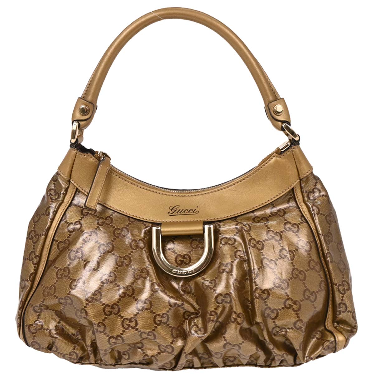 Gucci Gold PVC GG Hobo Abbey D Ring Handbag