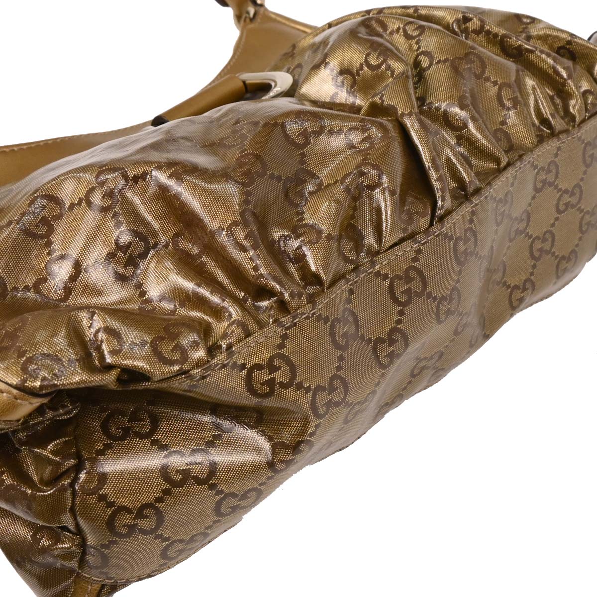 Gucci Gold PVC GG Hobo Abbey D Ring Handbag