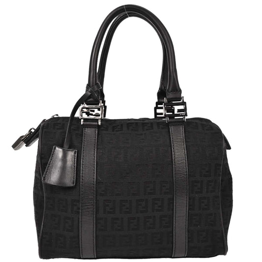 Fendi Black Canvas Zucchino Handbag