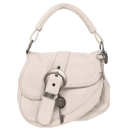 Christian Dior White Leather Gaucho Saddle Handbag