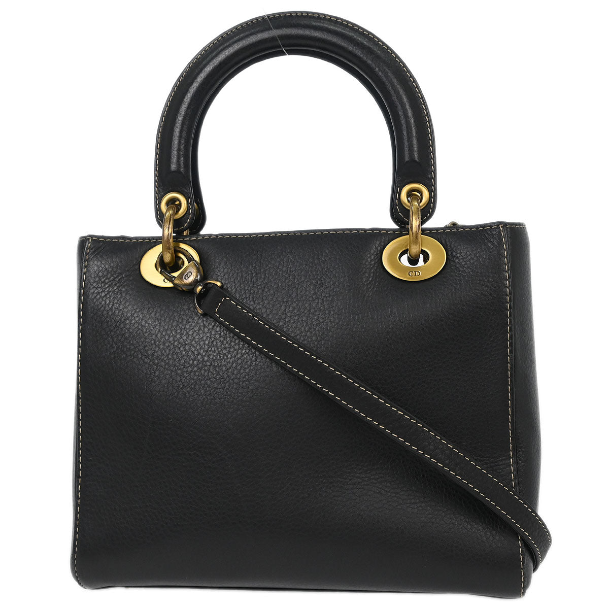 Christian Dior Black Calfskin Lady Dior 2way Shoulder Handbag