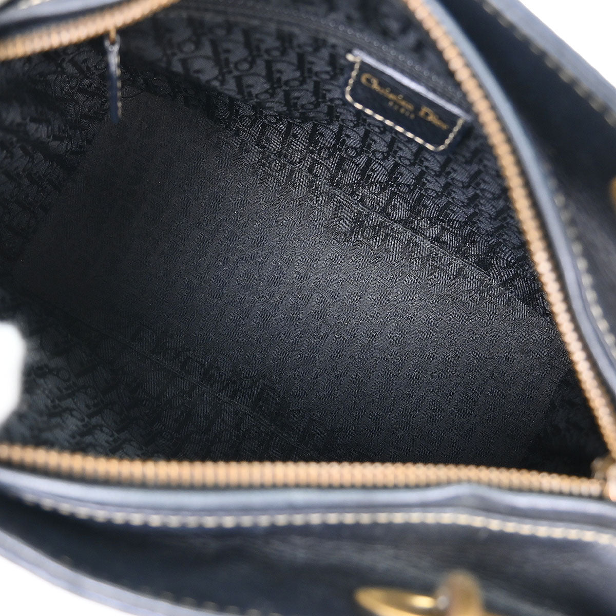 Christian Dior Black Calfskin Lady Dior 2way Shoulder Handbag