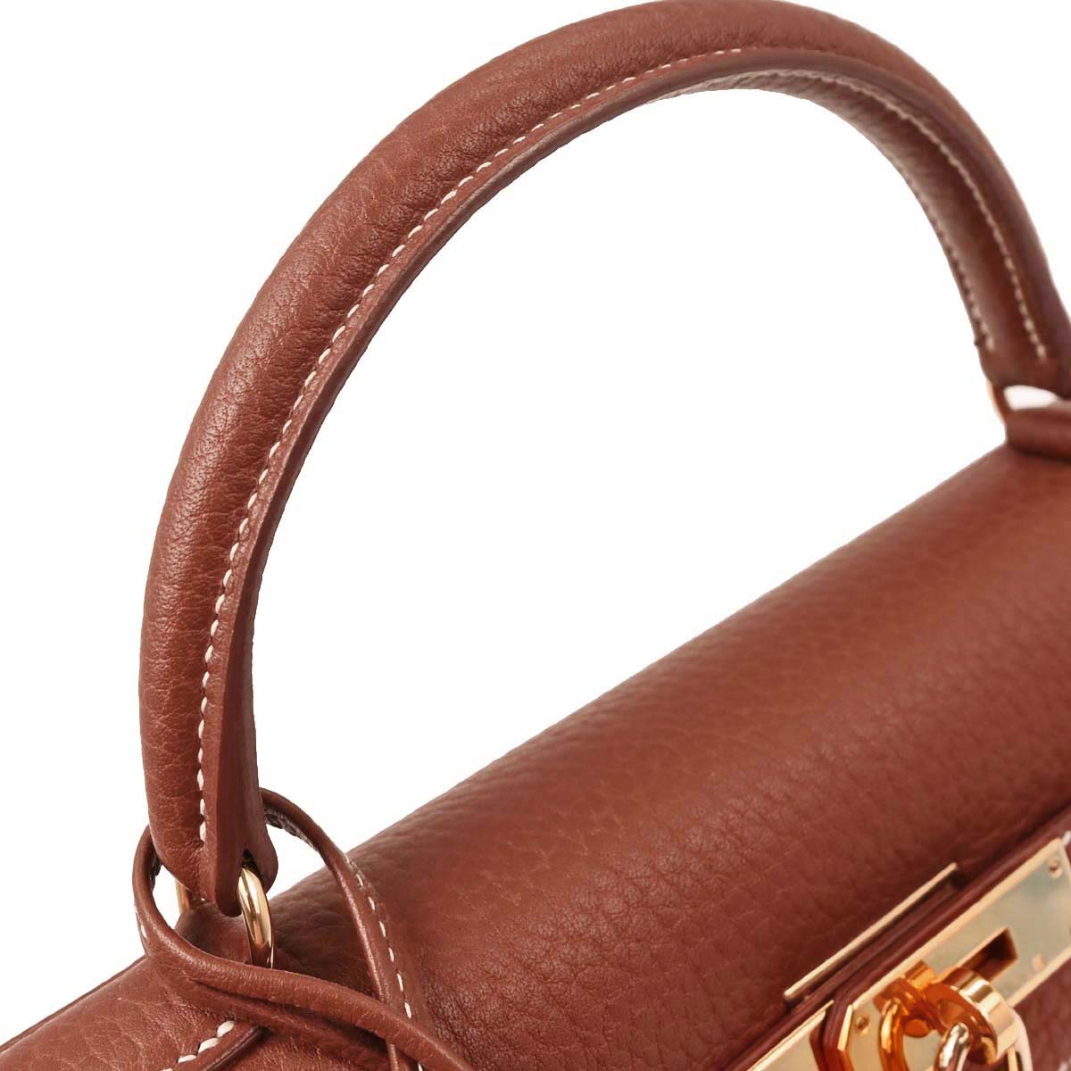 Hermes Brique Togo Kelly 32 Sellier Handbag