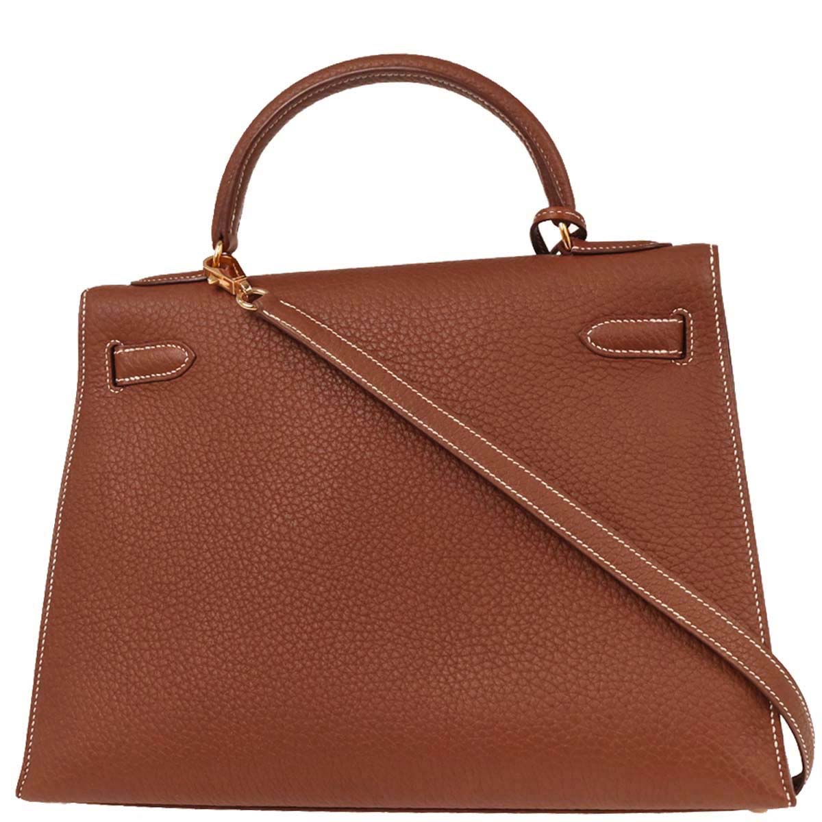 Hermes Brique Togo Kelly 32 Sellier Handbag