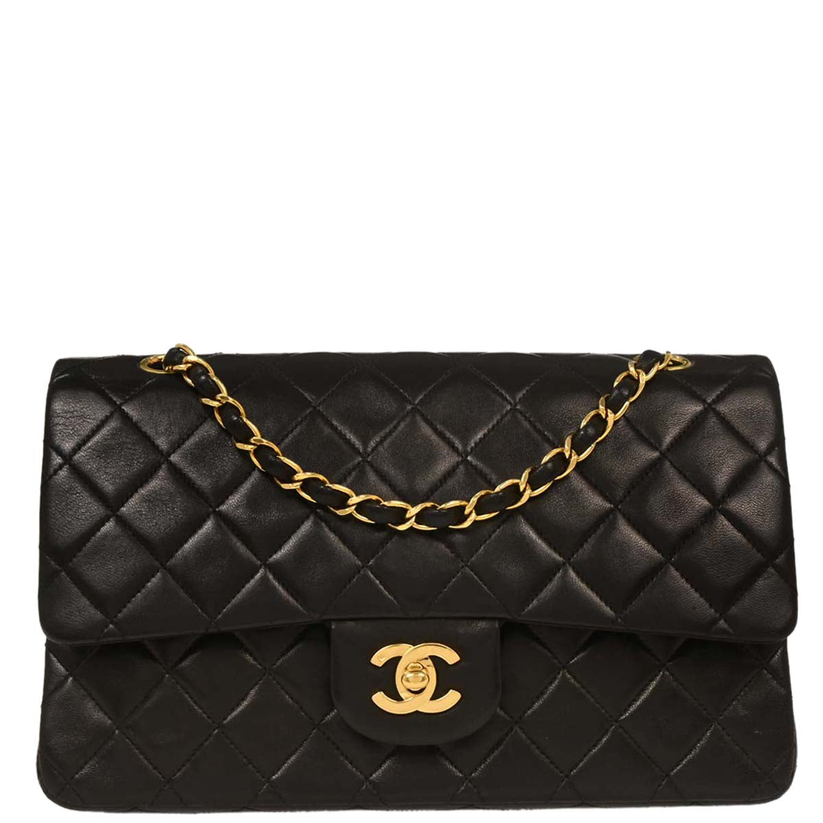 Chanel Black Lambskin Medium Classic Double Flap Shoulder Bag
