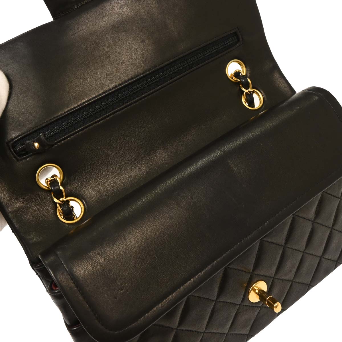 Chanel Black Lambskin Medium Classic Double Flap Shoulder Bag