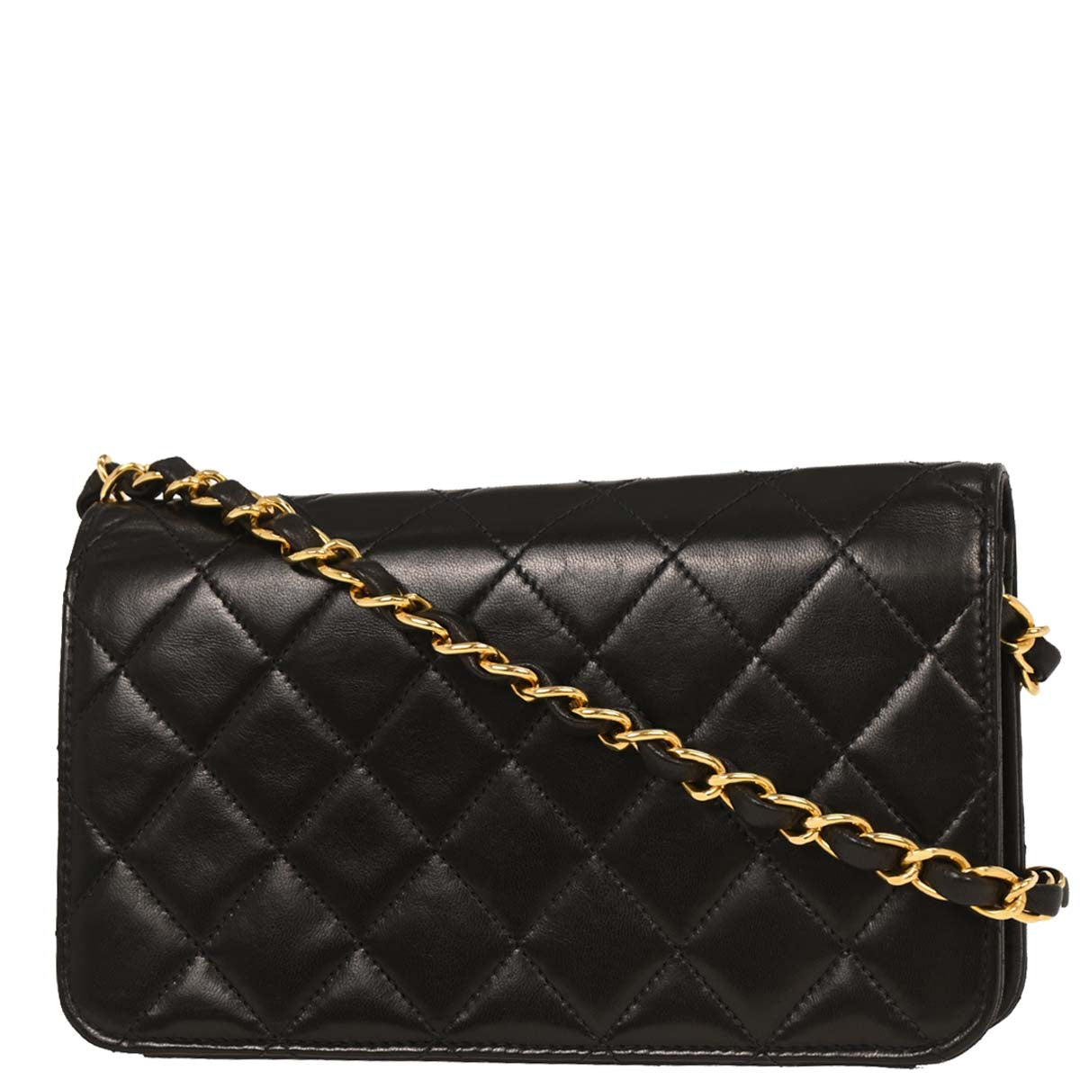 Chanel Black Lambskin Turnlock Mini Full Flap Shoulder Bag