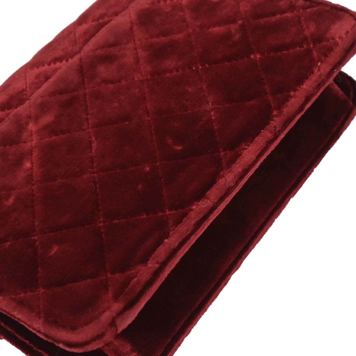 Chanel Bordeaux Velvet Straight Flap Shoulder Bag