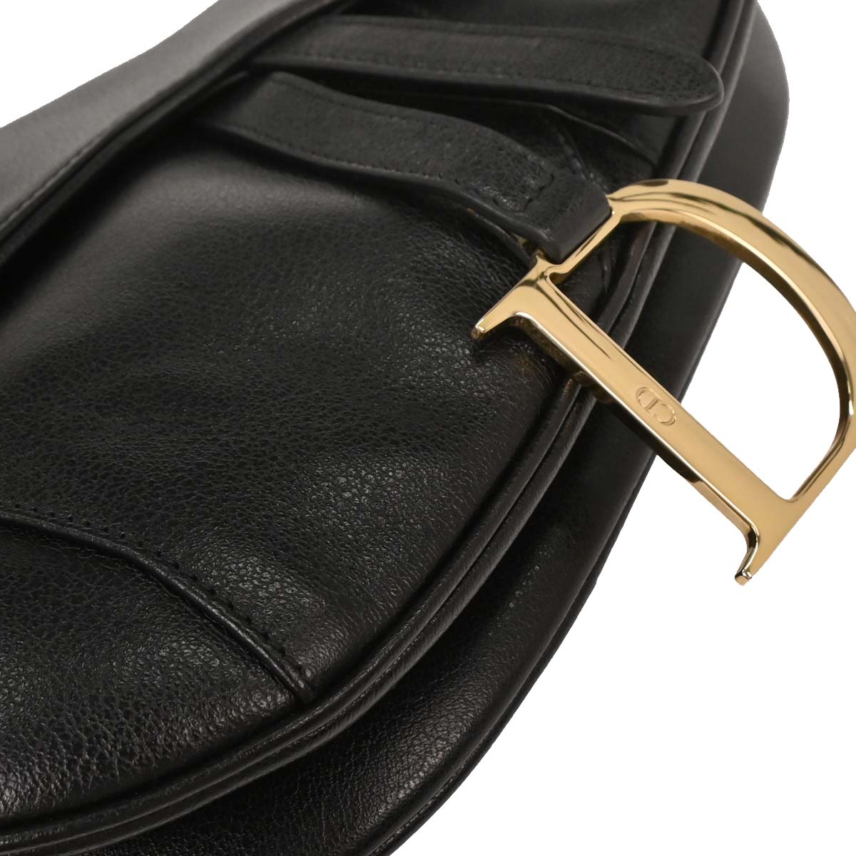 Christian Dior Black Leather Saddle Handbag
