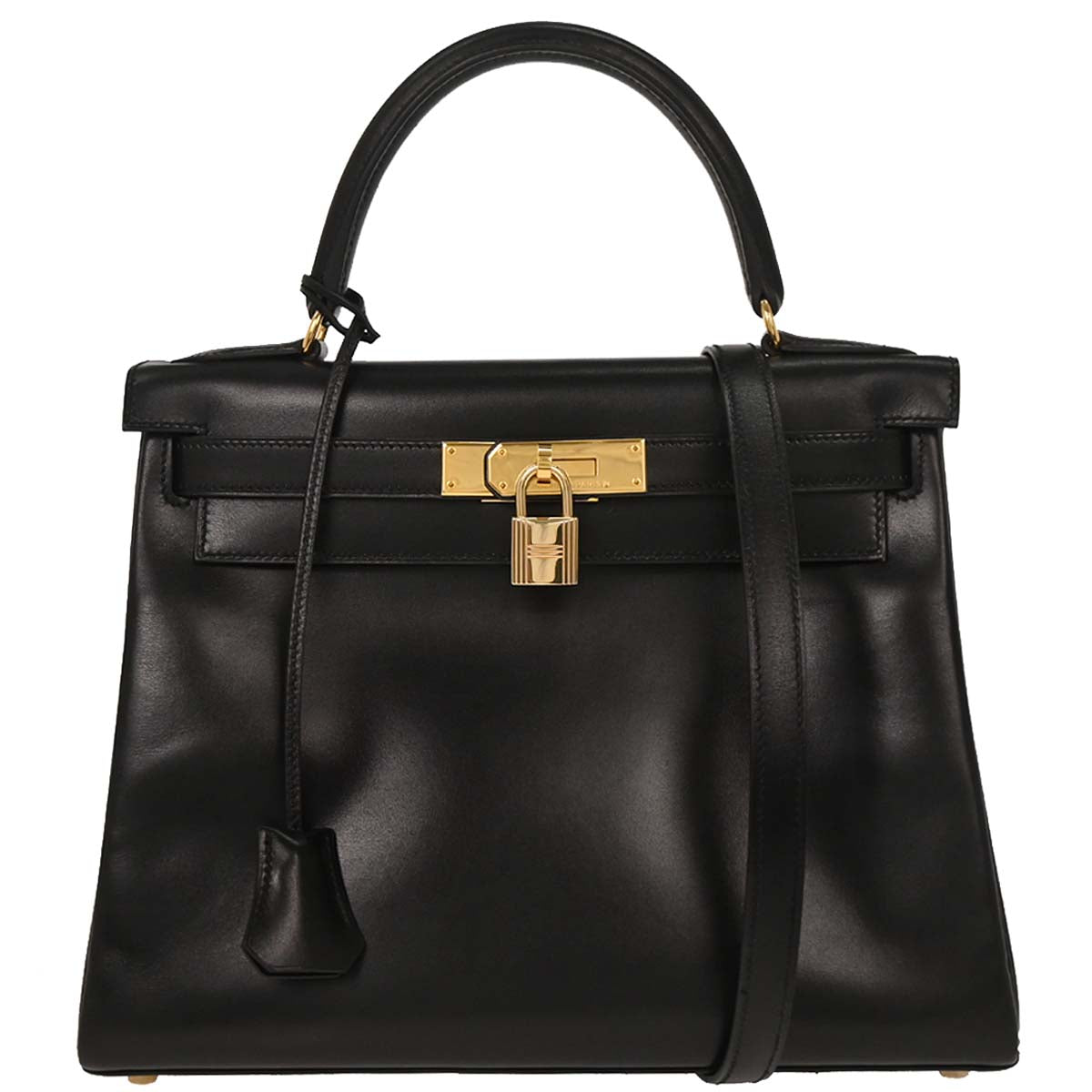 Hermes Black Box Calf Kelly 28 Retourne 2way Shoulder Handbag