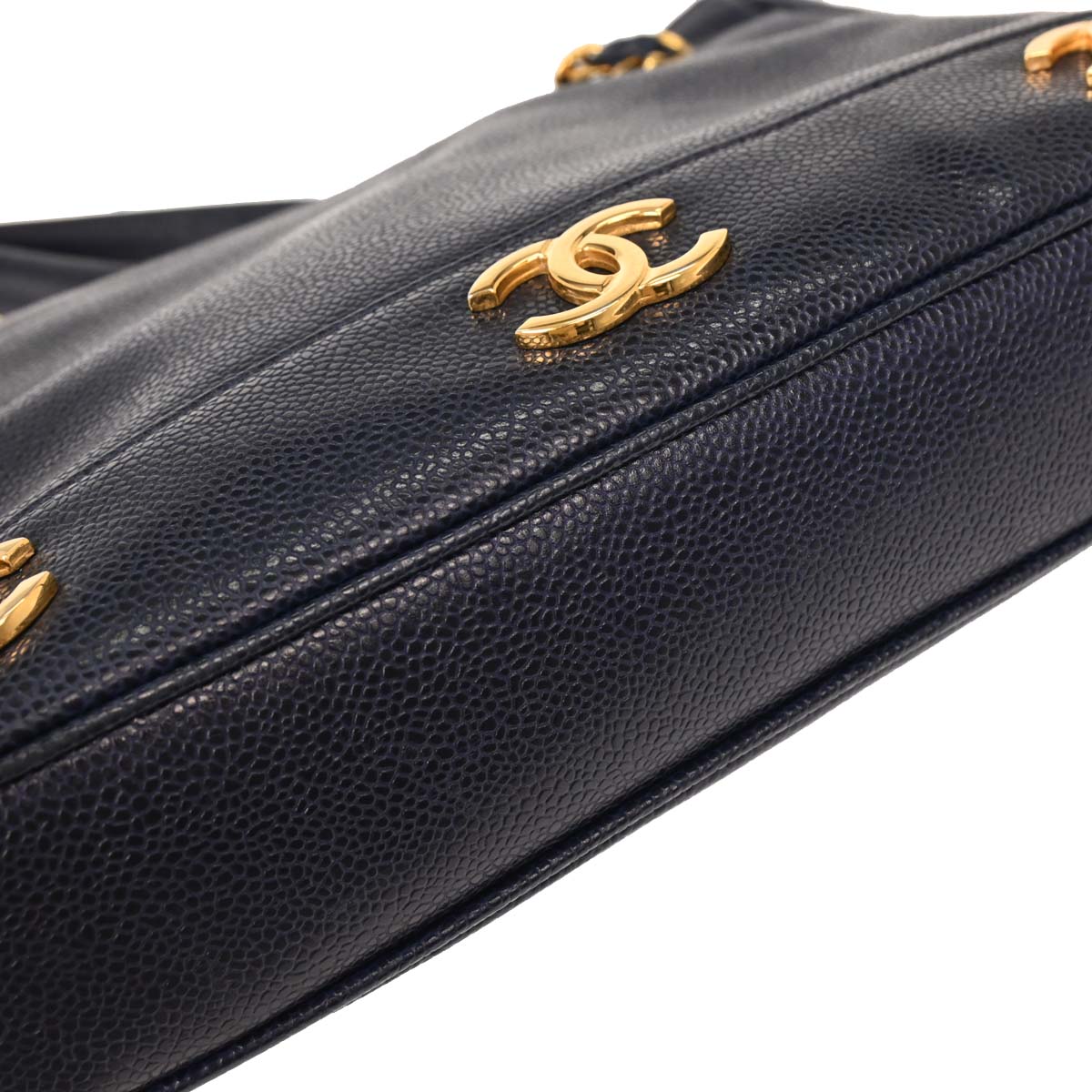 Chanel Navy Caviar Triple CC Shoulder Tote Bag