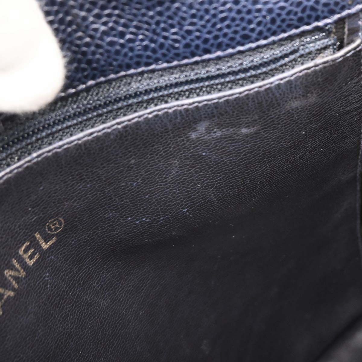 Chanel Navy Caviar Triple CC Shoulder Tote Bag