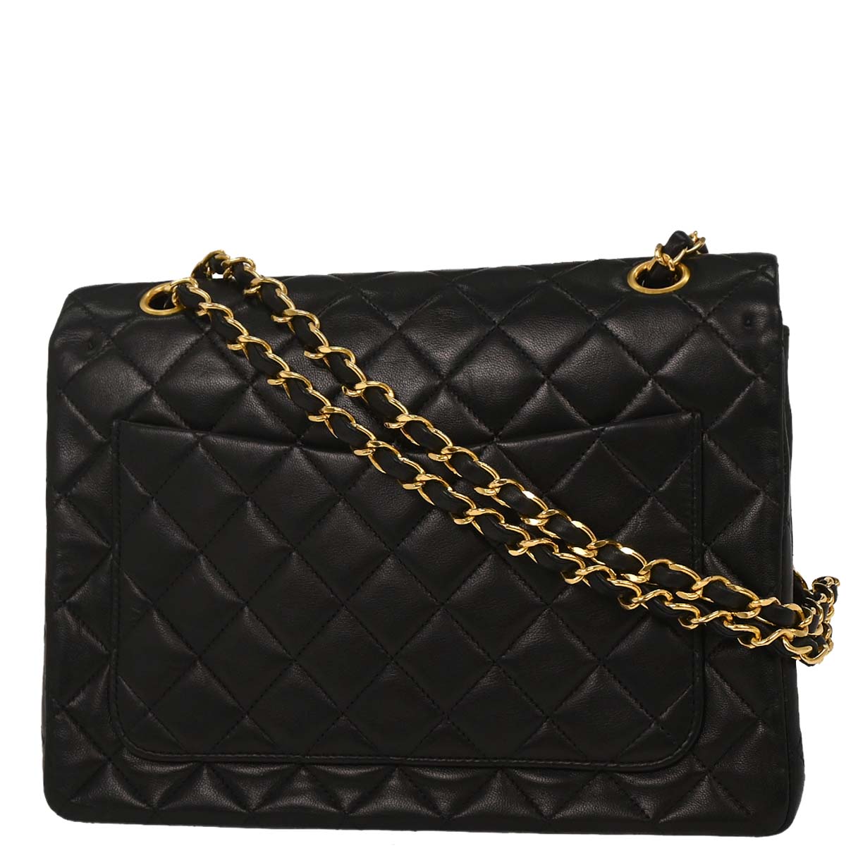 Chanel Black Lambskin Tall Medium Classic Double Flap Shoulder Bag