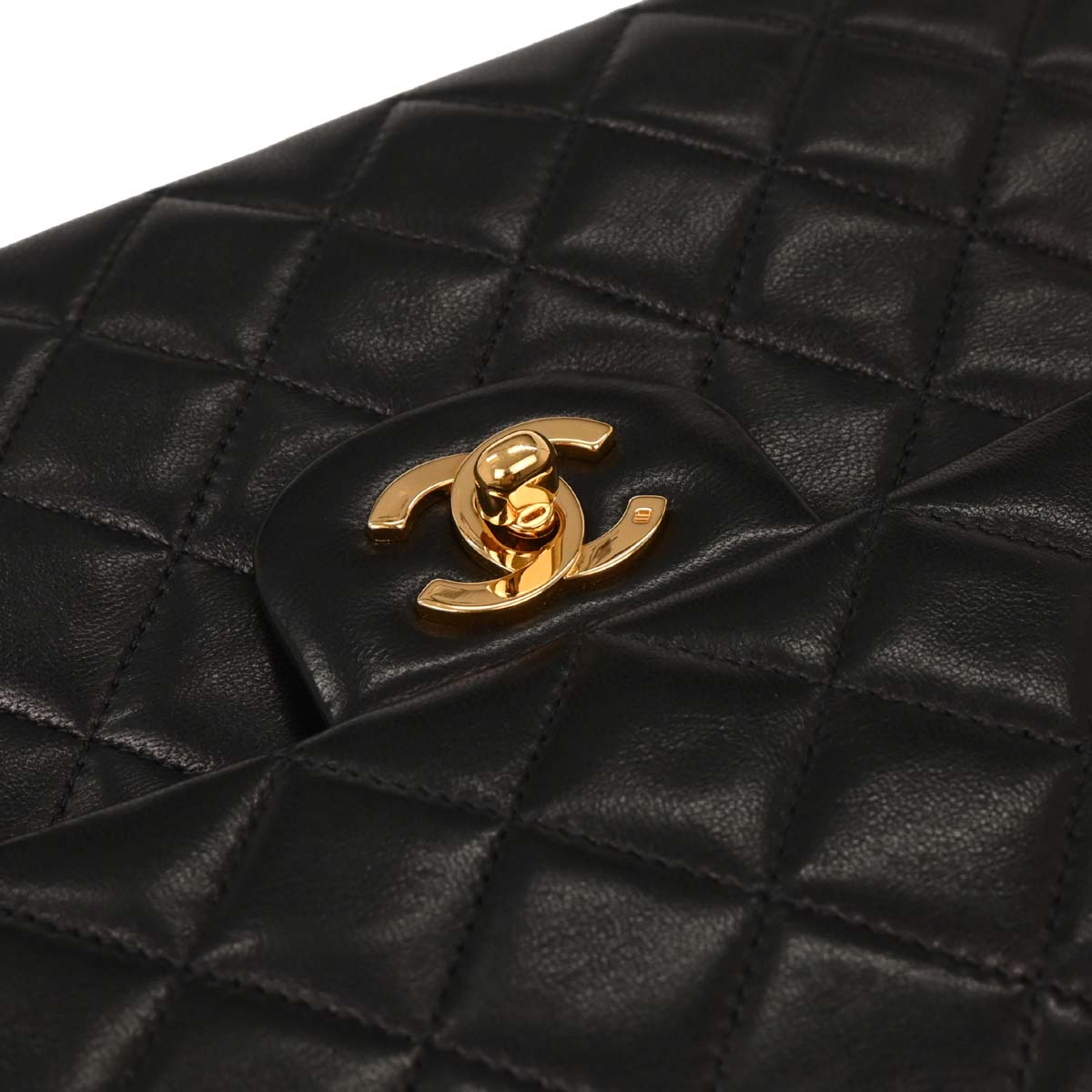 Chanel Black Lambskin Tall Medium Classic Double Flap Shoulder Bag