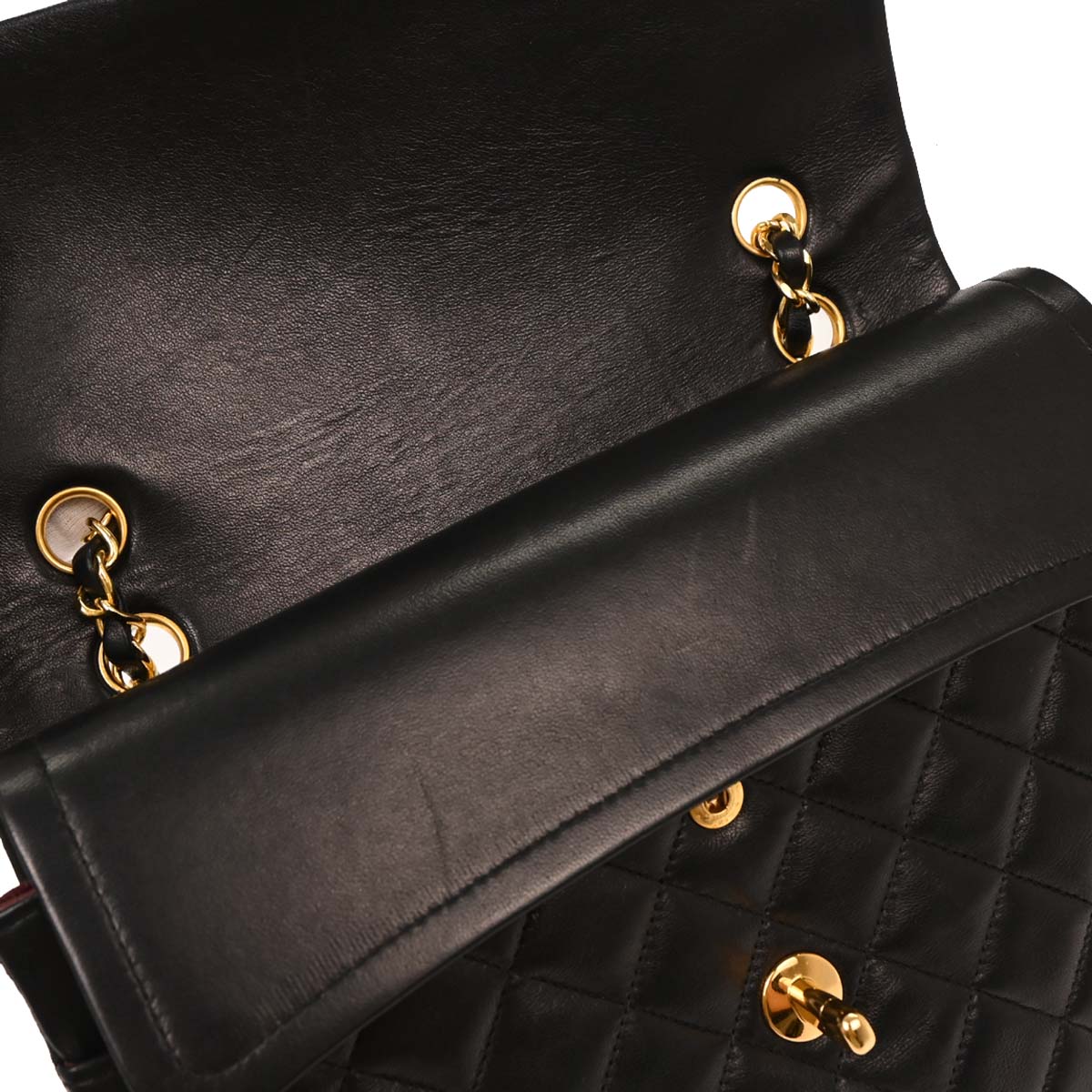 Chanel Black Lambskin Tall Medium Classic Double Flap Shoulder Bag