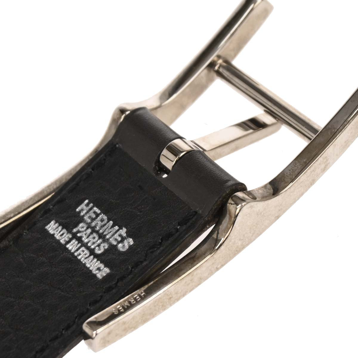 Hermes Black Ardoise Box Calf Togo Belt #80 Small Good
