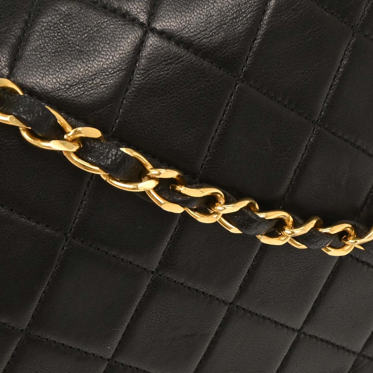 Chanel Black Lambskin Classic Square Flap Shoulder Bag