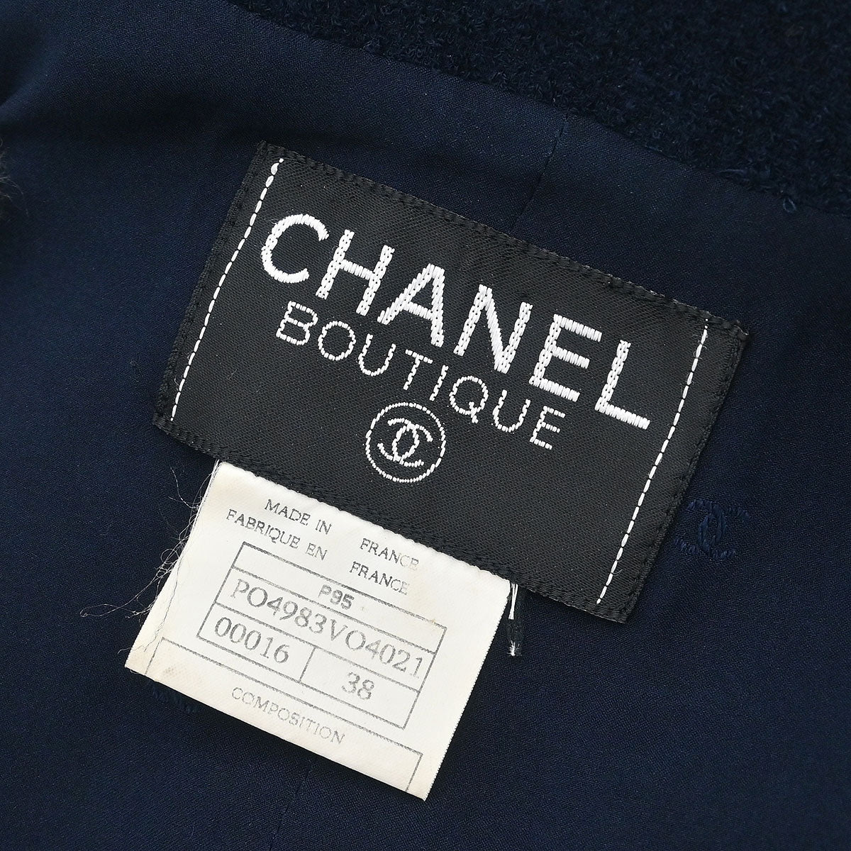 Chanel Single Breasted Jacket Navy #38