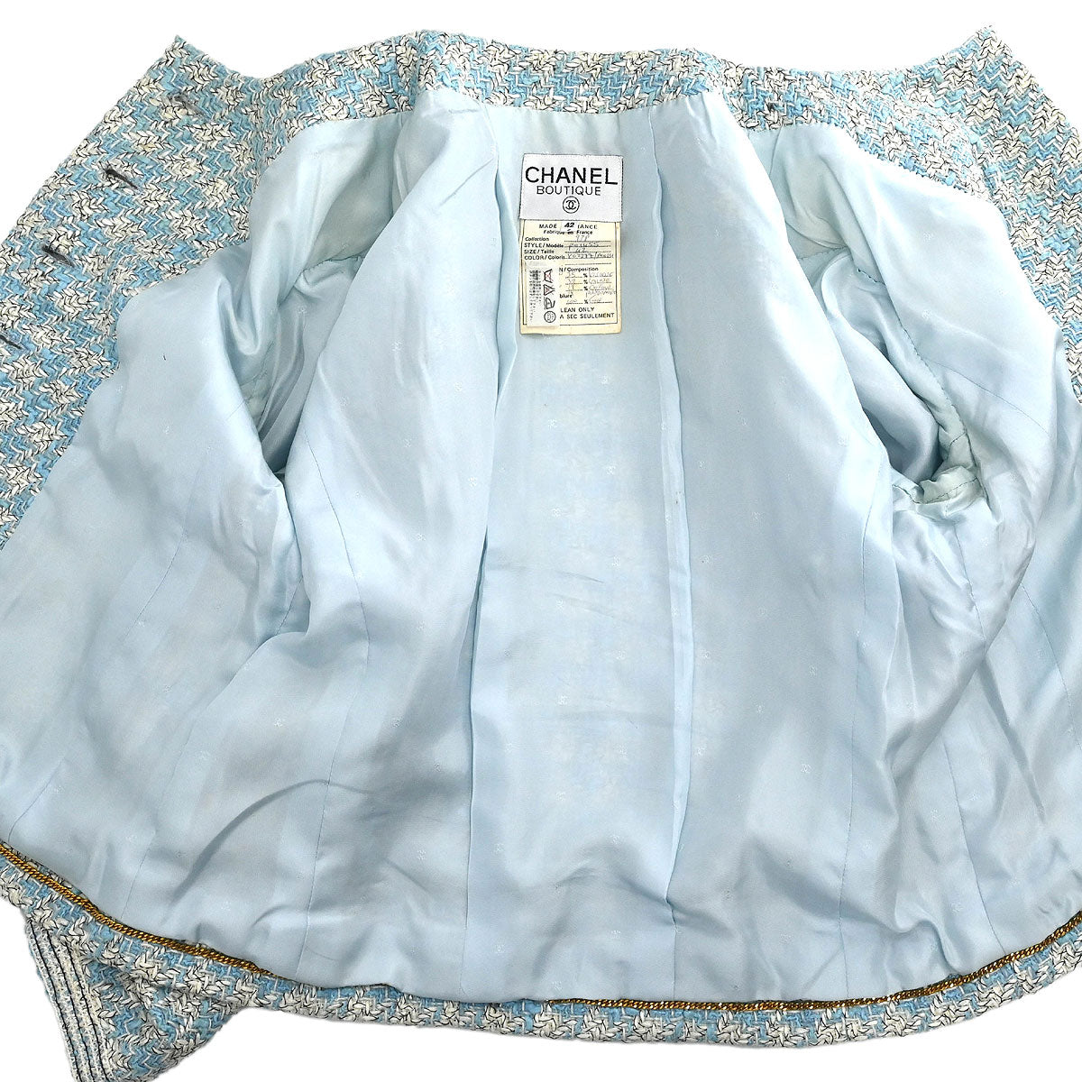 Chanel Single Breasted Jacket Light Blue #42