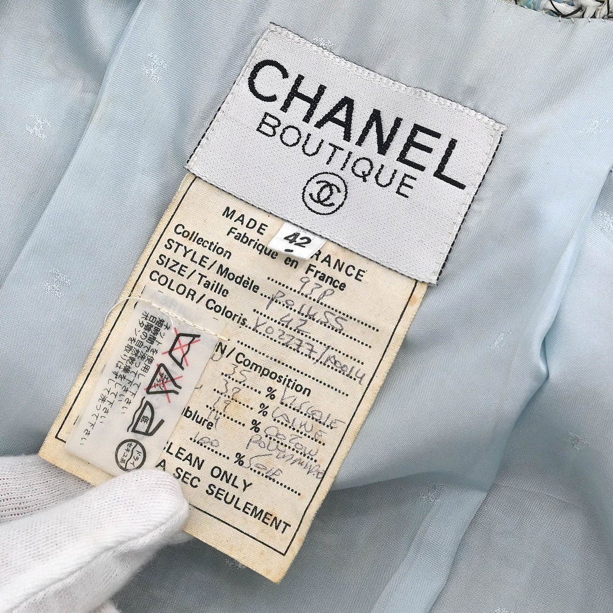 Chanel Single Breasted Jacket Light Blue #42