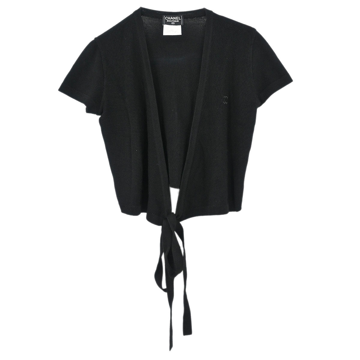 Chanel Short Sleeve Wrap Top Black #38