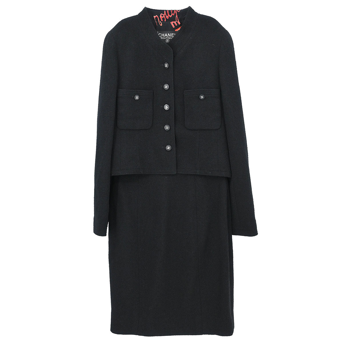 Chanel Setup Suit Jacket Skirt Black #38