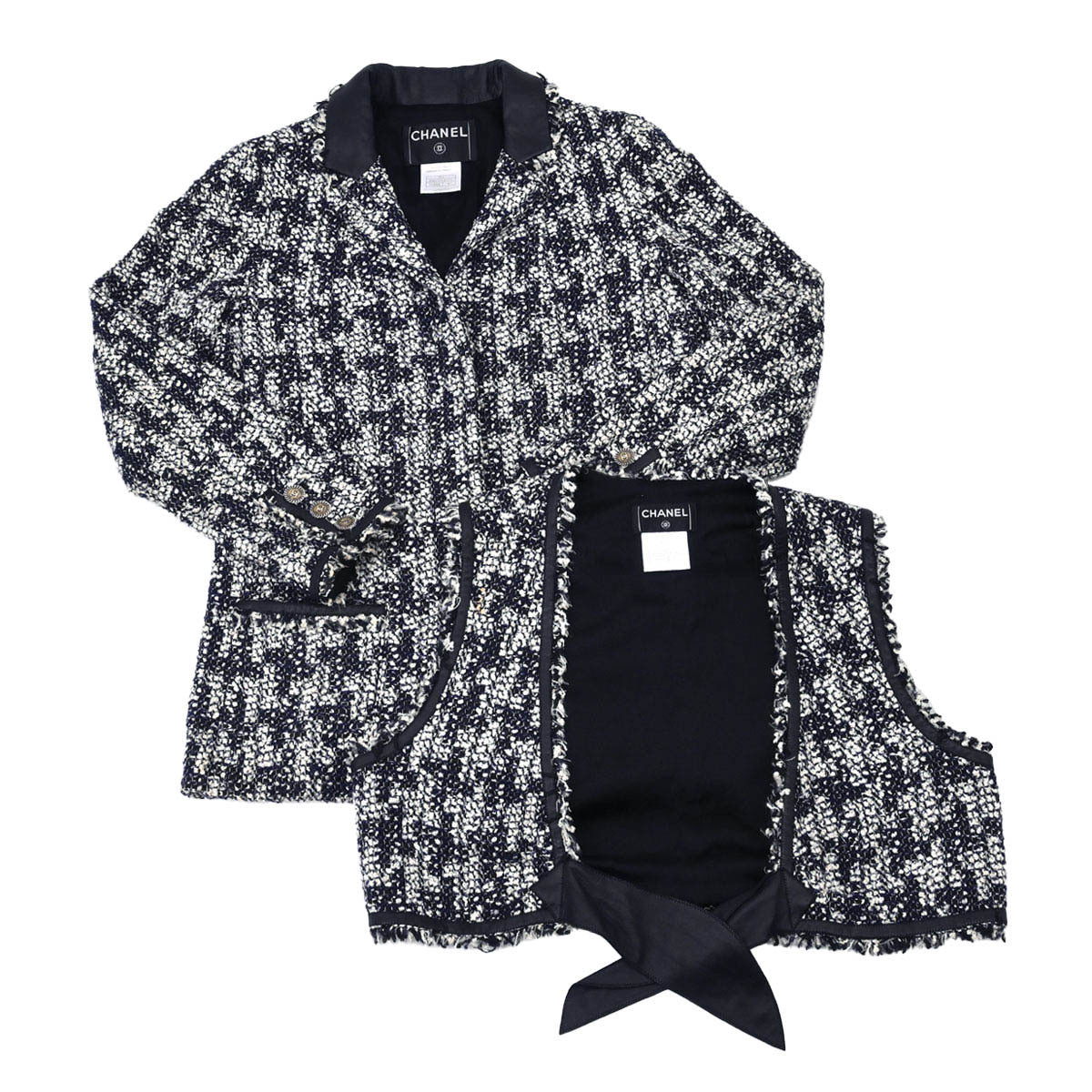 Chanel Set Jacket Vest Black #40