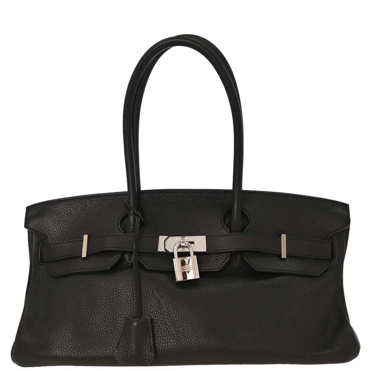 Hermes Black Taurillon Clemence Shoulder Birkin Handbag