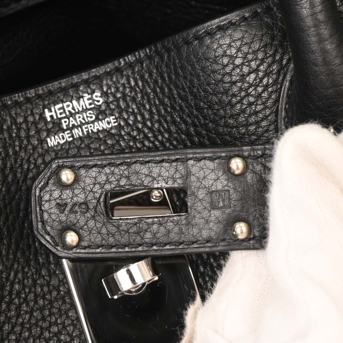 Hermes Black Taurillon Clemence Shoulder Birkin Handbag