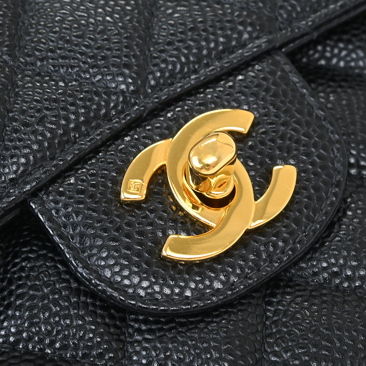 Chanel 1997-1999 Black Caviar Medium Classic Double Flap Shoulder Bag