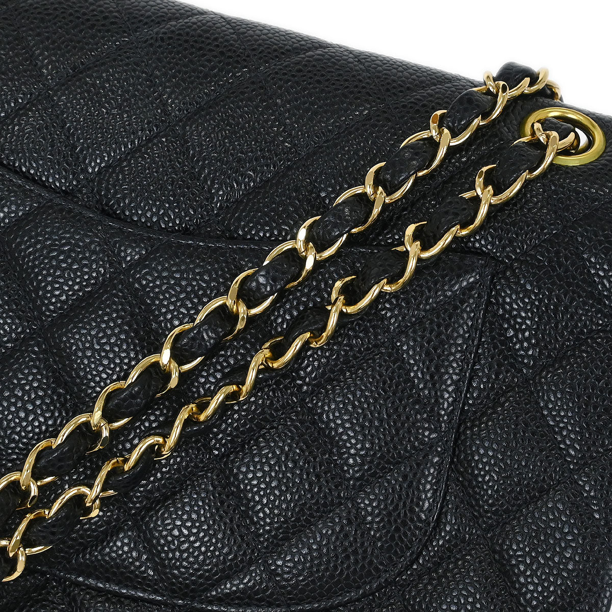 Chanel 1997-1999 Black Caviar Medium Classic Double Flap Shoulder Bag