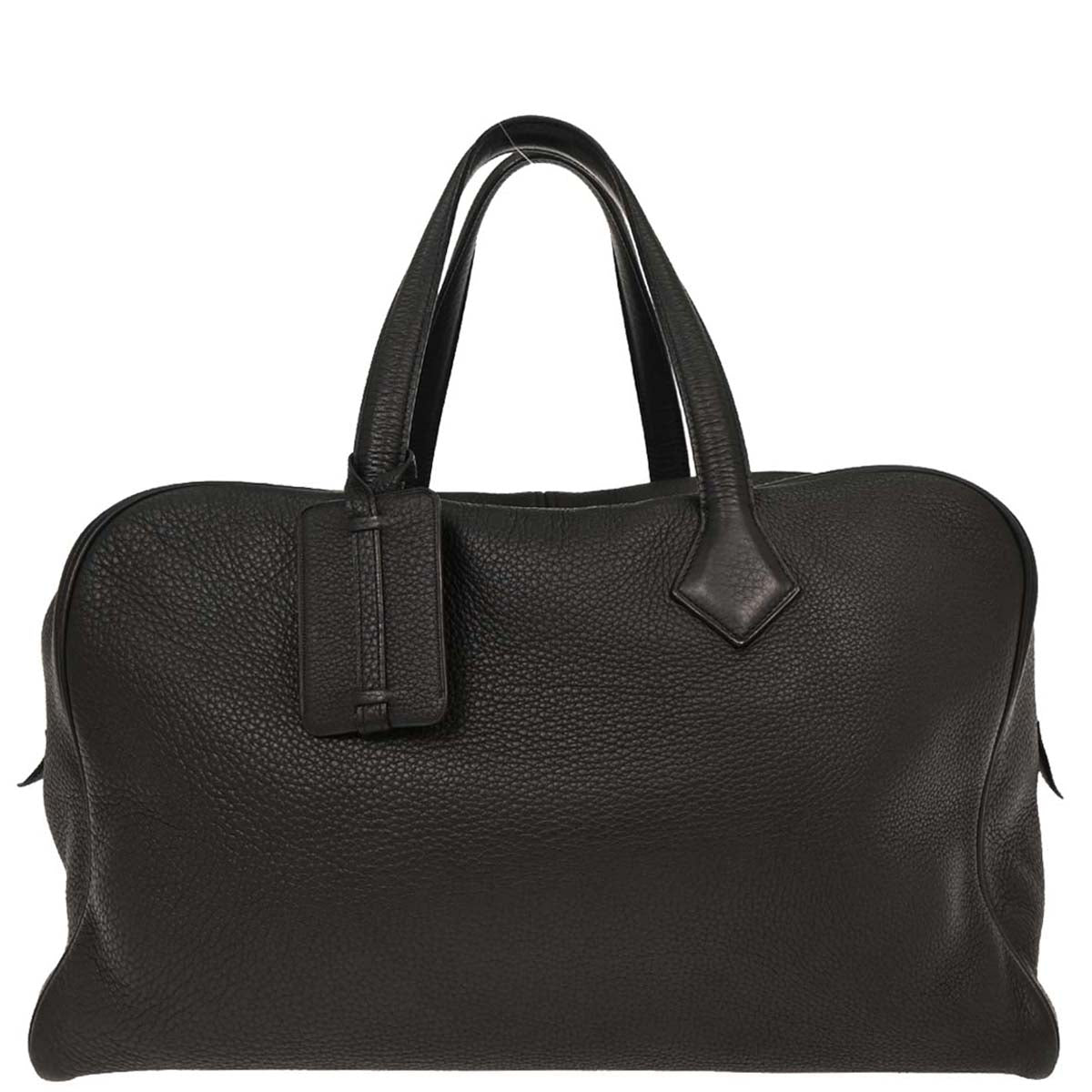 Hermes Black Taurillon Clemence Victoria 43 Handbag