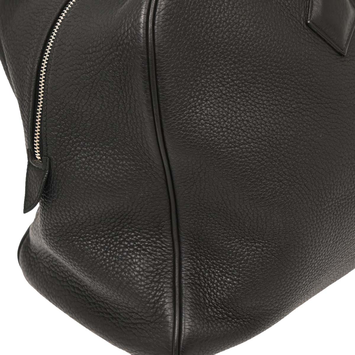 Hermes Black Taurillon Clemence Victoria 43 Handbag