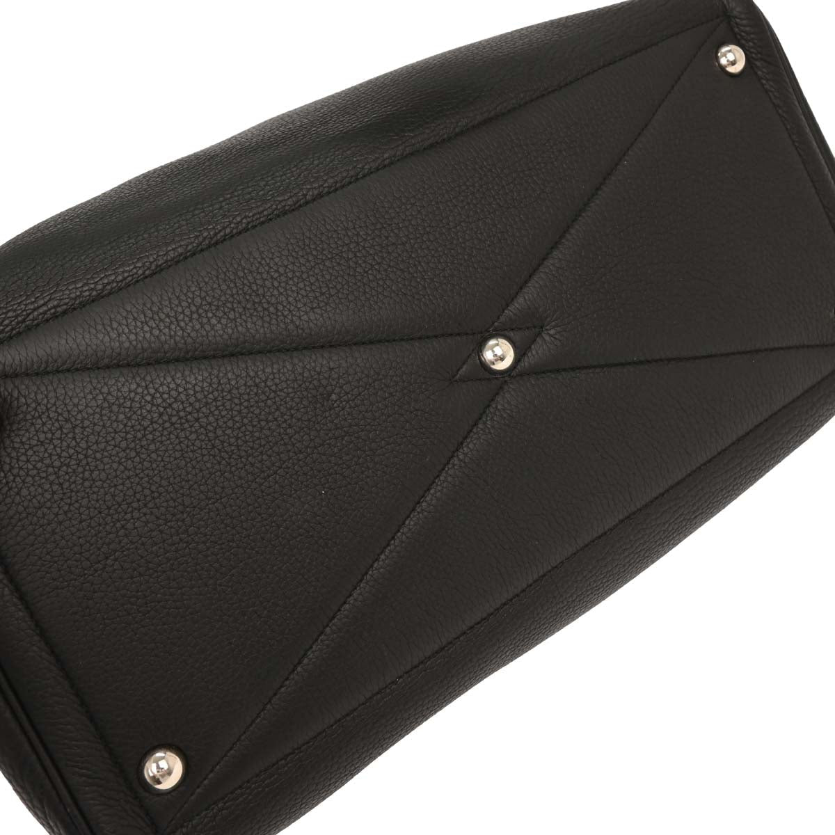 Hermes Black Taurillon Clemence Victoria 43 Handbag