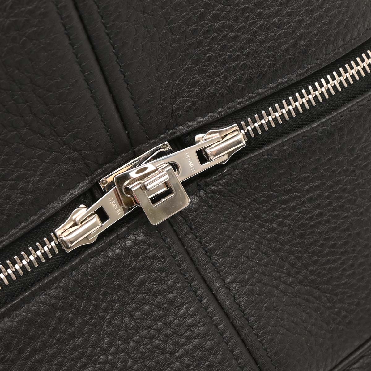 Hermes Black Taurillon Clemence Victoria 43 Handbag