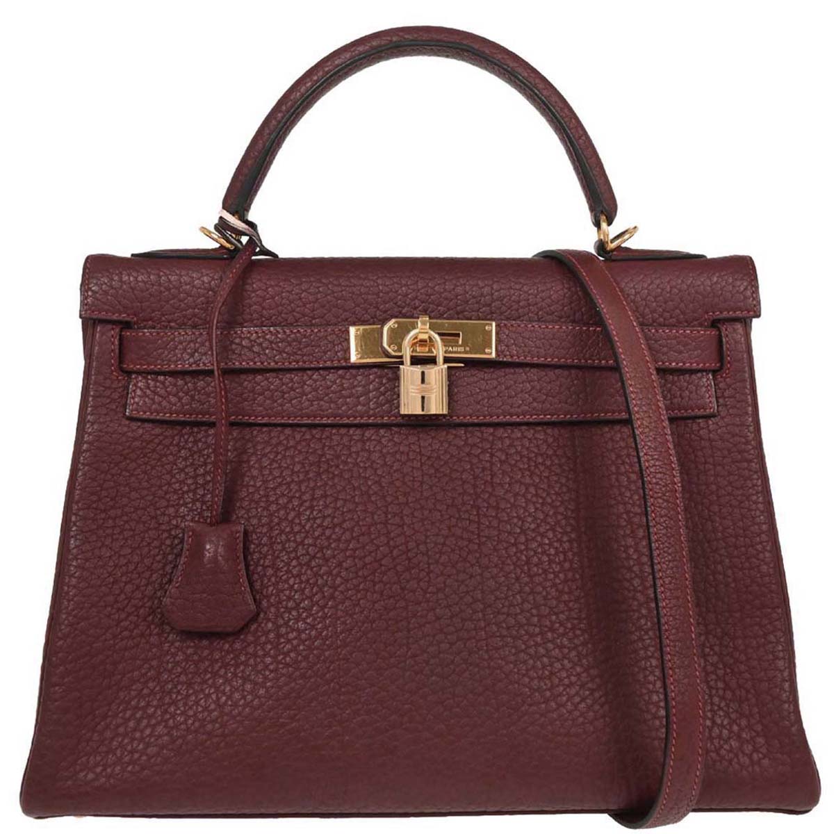 Hermes Bordeaux Fjord Kelly 32 Retourne 2way Shoulder Handbag