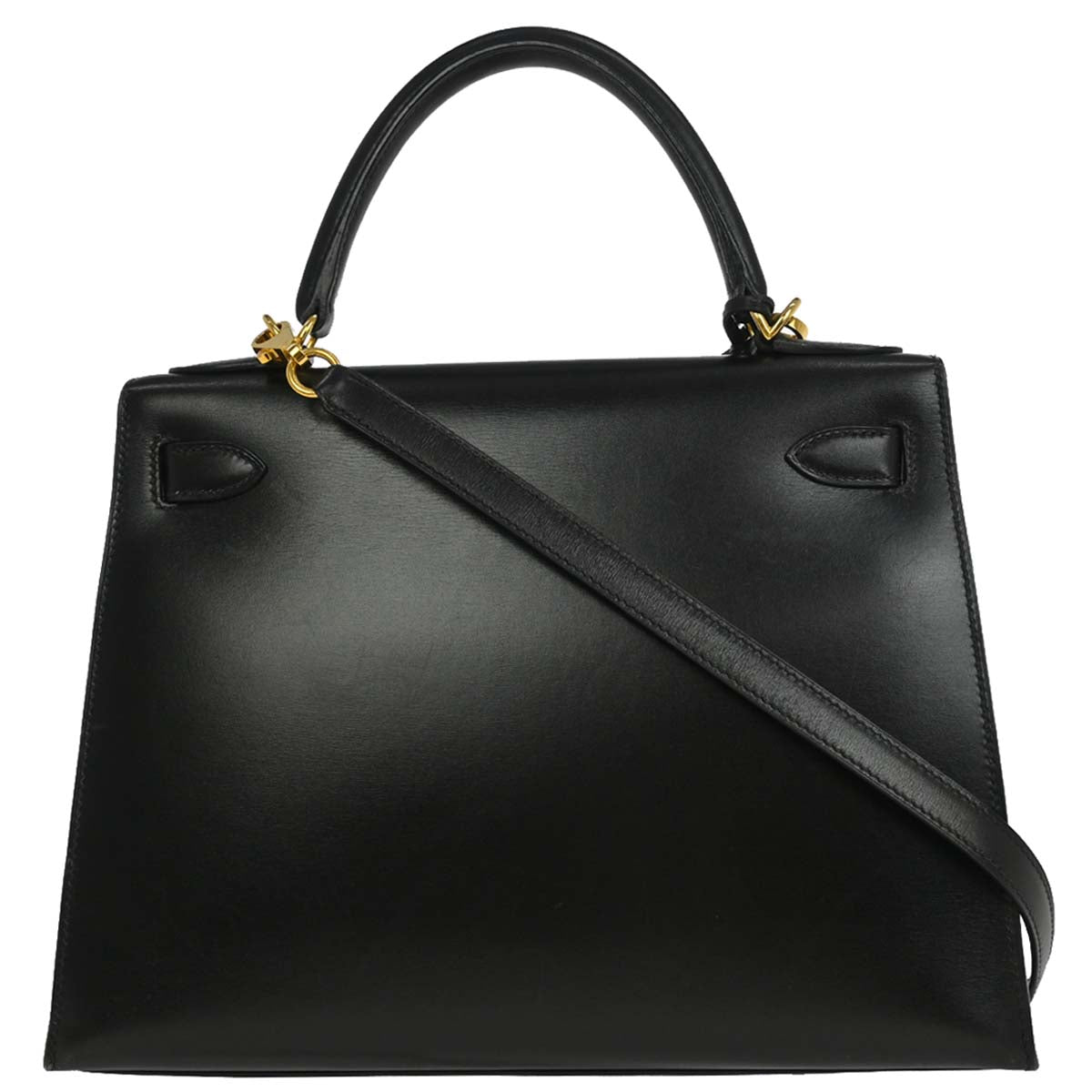 Hermes Black Box Calf Kelly 28 Sellier 2way Shoulder Handbag