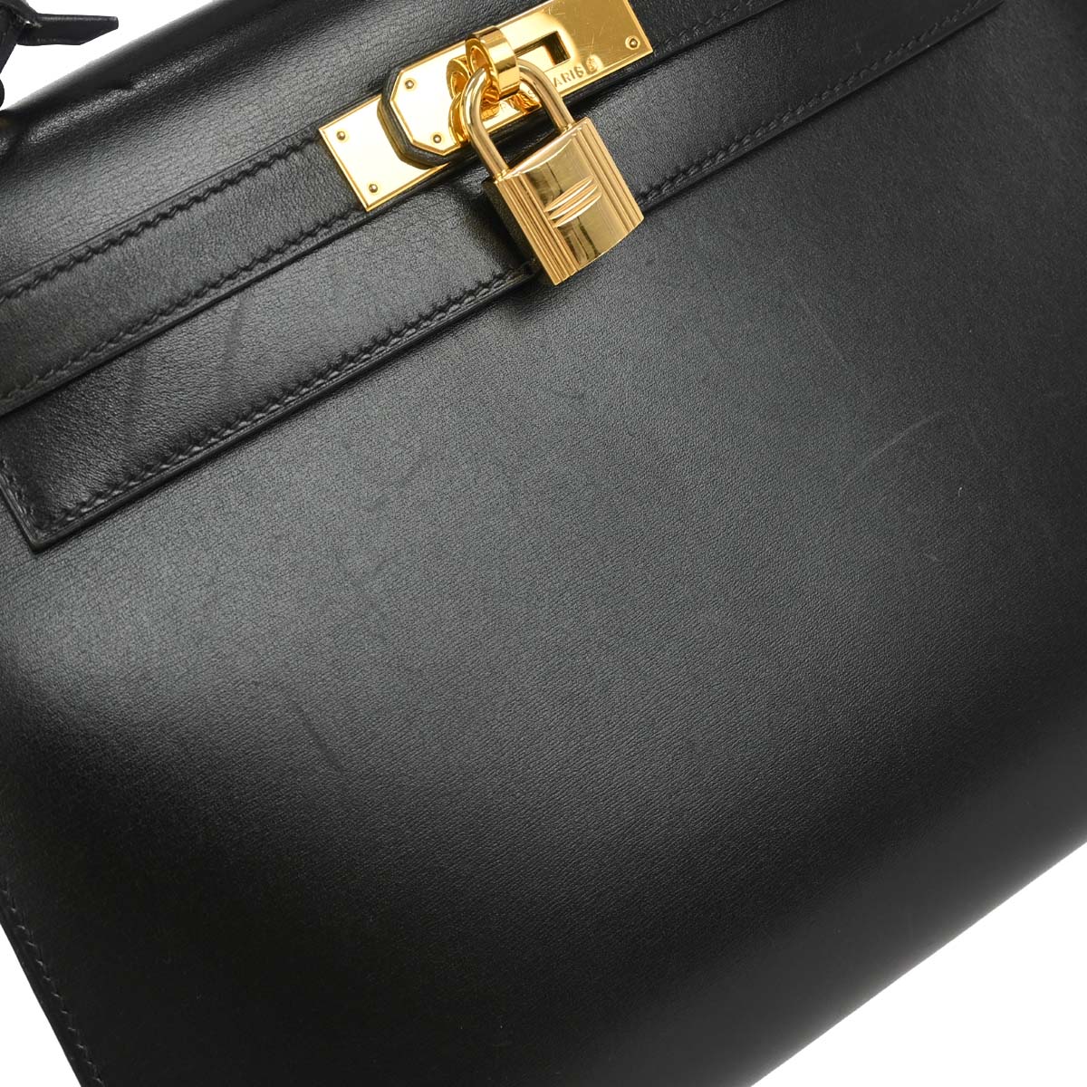 Hermes Black Box Calf Kelly 28 Sellier 2way Shoulder Handbag