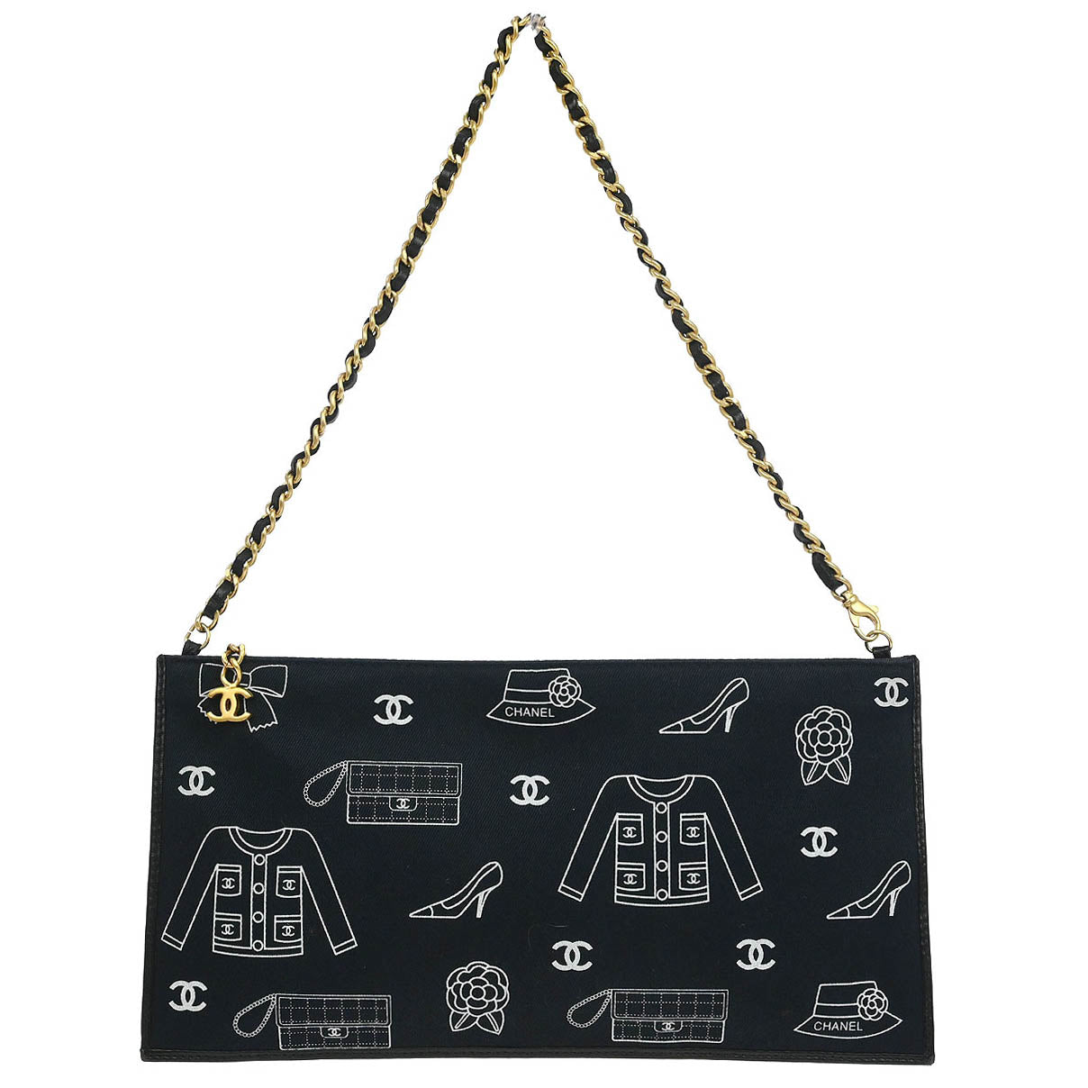Chanel 2002-2003 Navy Canvas Icon Chain Handbag
