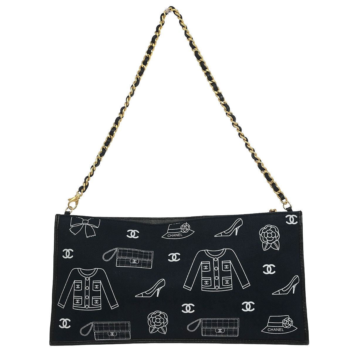 Chanel 2002-2003 Navy Canvas Icon Chain Handbag