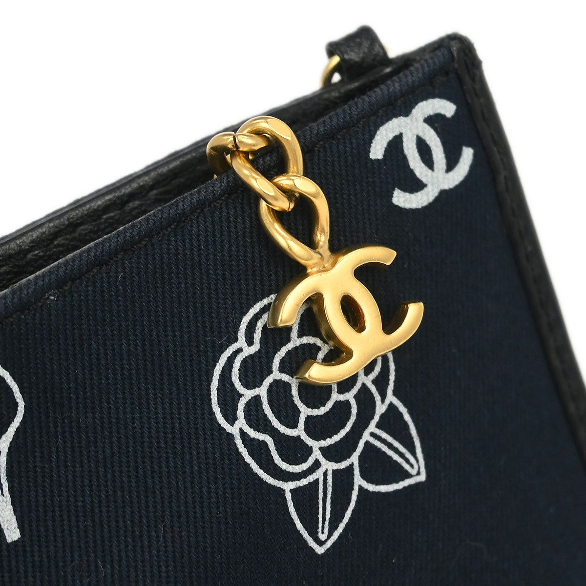 Chanel 2002-2003 Navy Canvas Icon Chain Handbag