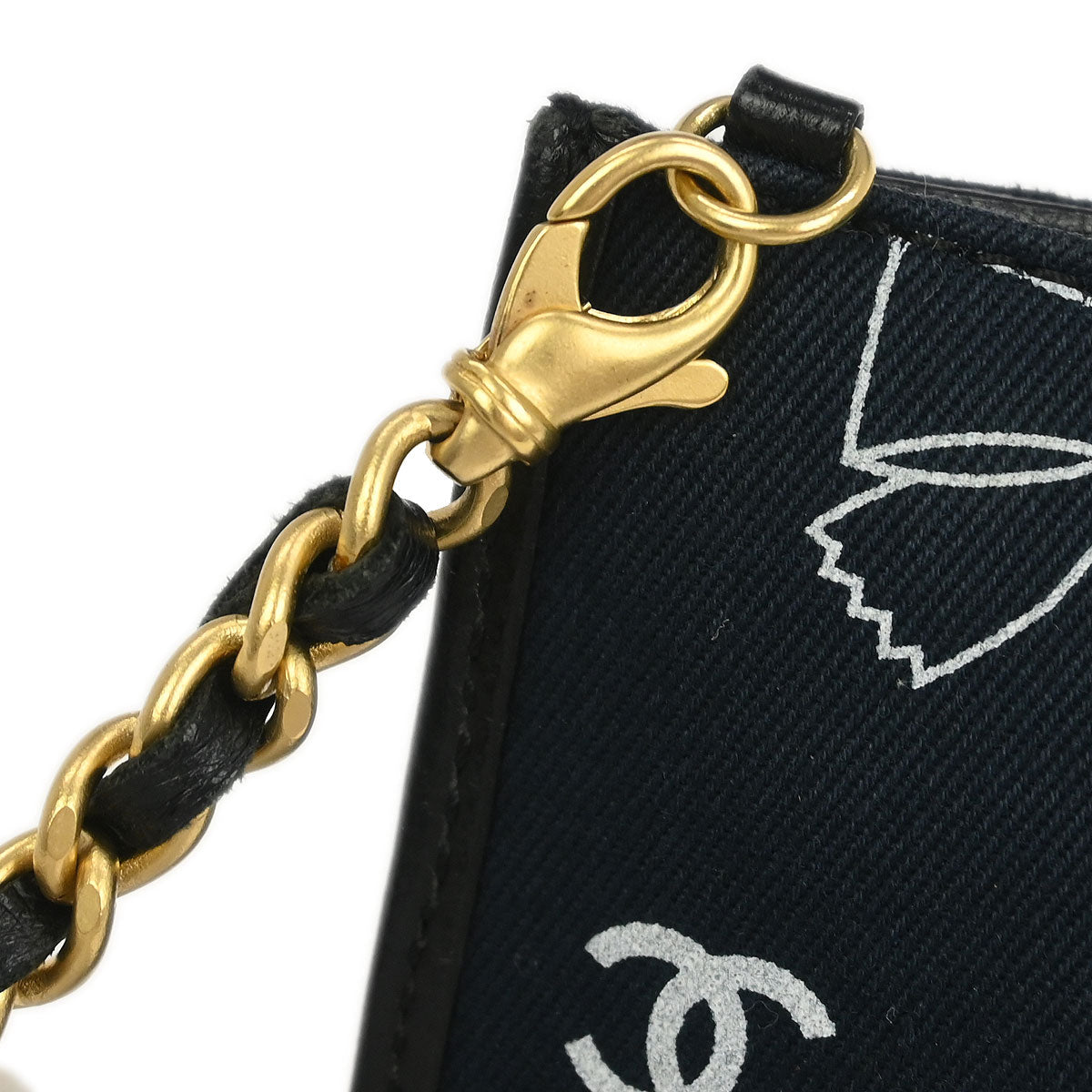 Chanel 2002-2003 Navy Canvas Icon Chain Handbag