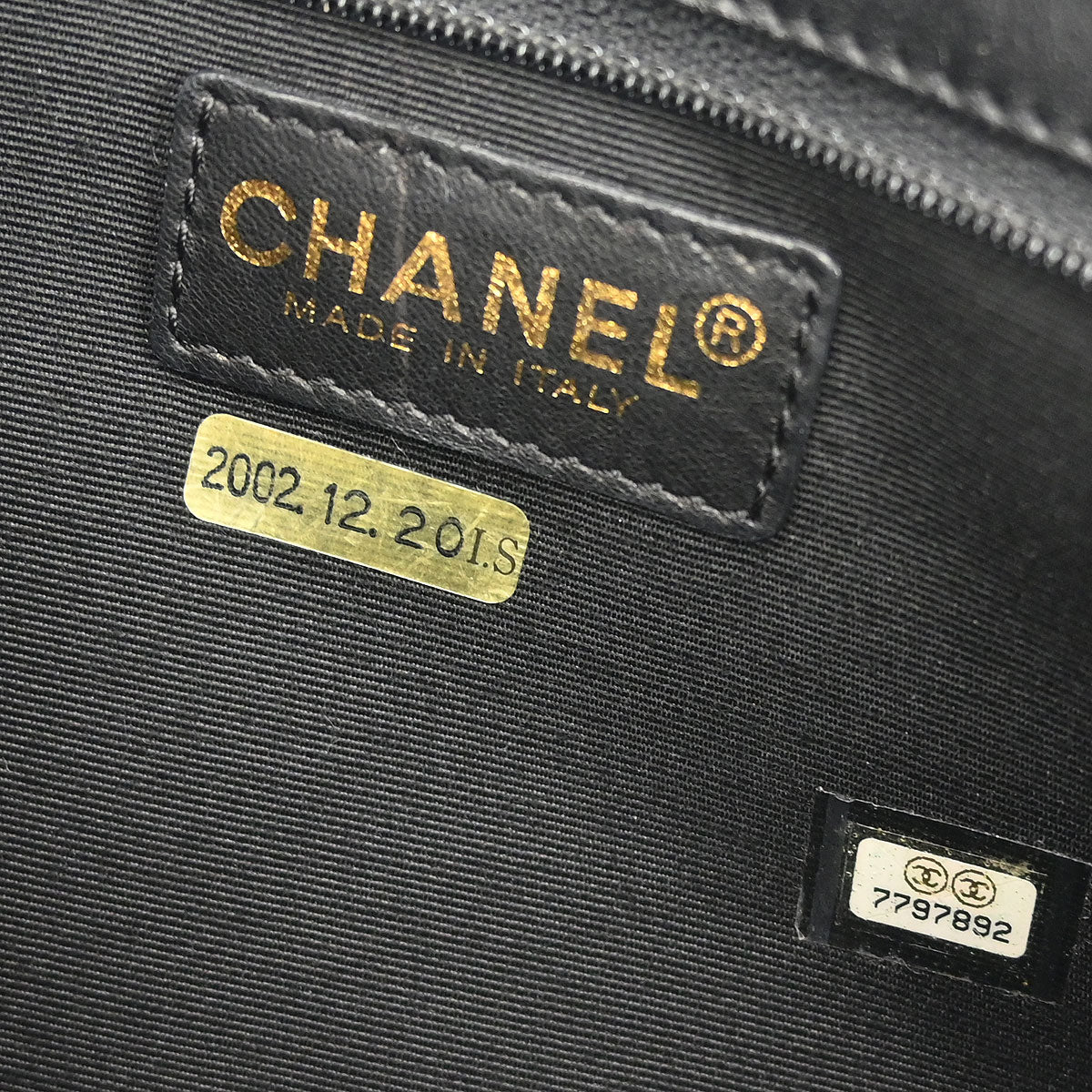Chanel 2002-2003 Navy Canvas Icon Chain Handbag